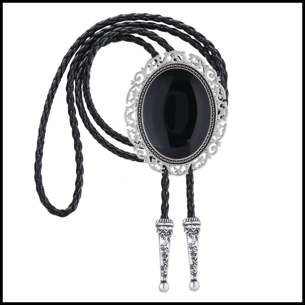 Western Bolo Tie Adjustable Leather Cord Unisex Statement Accessory Gift